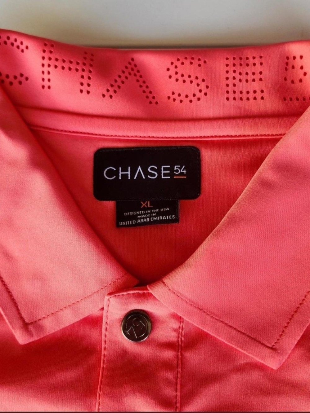 CHASE54 Men's Coral Pink Performance Polo